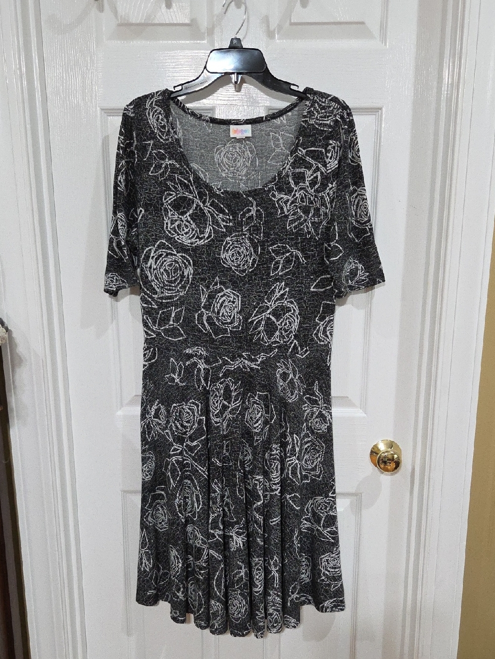 LuLaRoe Black and White Floral Midi Dress